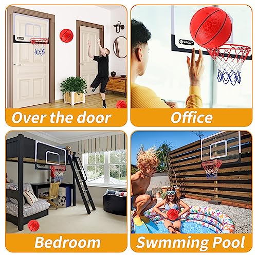 Upgrade Basketball Hoop Set - Extra Large 26" x 17" Pro Indoor Basketball Hoop for Door & Wall with 2 Balls, Complete Accessories, Basketball Toy Gift Perfect for Boys Girls Teens Adults