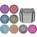 Darate Absorbent Coasters with Holder Set of 8, Coasters for Drinks, Unique Housewarming Gift, 4 Inch Round Coaster for Bedroom, Home, Office, Bar, Dining Room, Living Room, Kitchen (Mandala)