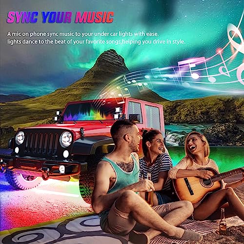 Nilight 6Pcs Car Underglow Neon Accent Strip Lights 300 LEDs RGBIC Multi Color DIY Sound Active Function Music Mode with APP Control and Remote Control Underbody Light Strips