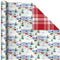 Hallmark Reversible Christmas Wrapping Paper (3 Rolls: 120 sq. ft. TTL) Vintage Santa, Snowmen, Traditional Green, Red and White Plaids