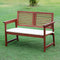 Furinno Tioman Hardwood Outdoor Bench in Teak Oil with White Cushion