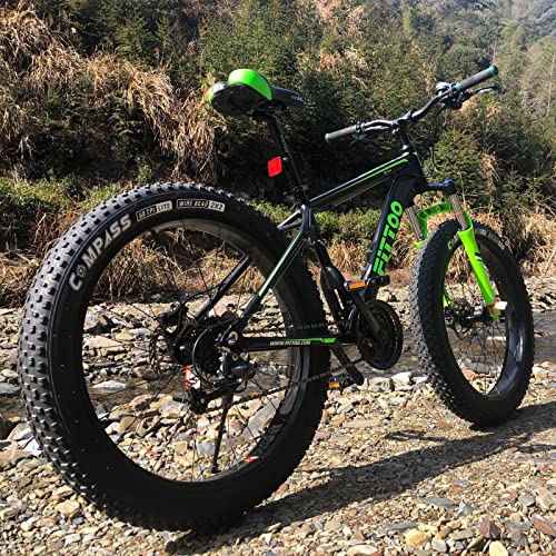 FITTOO Fat Tire Bike, Fat Tire Mountain Bike 26 inch Wheels Adult Bicycle, 24-Speed,4-Inch Wide Knobby Tires, Aluminium Frame, Front and Rear Hydraulic Disc Brakes (Orange)