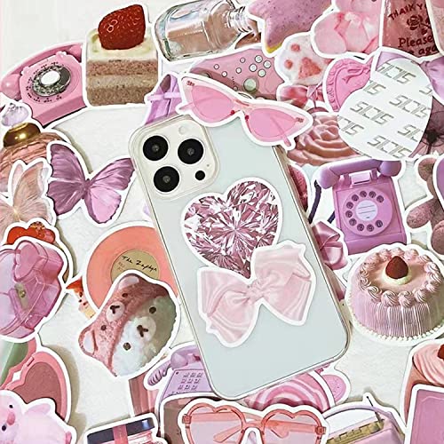 ZDY Pink Stickers for Hydro Flask|50 Pcs Water Bottle Stickers for Girls, Cute Vinyl Waterproof Laptop Skateboard Stickers, Aesthetic Car Decals Computer Stickers for Kids Teens(A126)