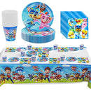 Paw Dog Patrol Birthday Party Set, 61 Pieces, Children's Birthday Tableware, Tablecloth, Napkins, Plates, Paw Dog Patrol Theme Party Birthday Decoration, Boys and Girls Birthday Party Accessories