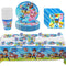 Paw Dog Patrol Birthday Party Set, 61 Pieces, Children's Birthday Tableware, Tablecloth, Napkins, Plates, Paw Dog Patrol Theme Party Birthday Decoration, Boys and Girls Birthday Party Accessories