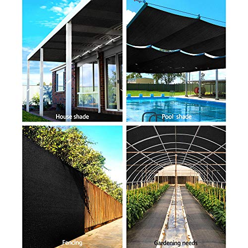 Instahut Shade Cloth 3.66 x 10m Sunshade Sail Shadecloth Sun Block Outdoor Marquee Canopy Shelter Cover for Beach Pool Car Patio Backyard Lawn Garden Carport Fence Greenhouse, Black 90% UV Blockage