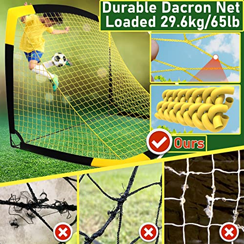 Happy Jump Soccer Goal for Backyard Pop Up Foldable Soccer Net for Children Gift (Black+Yellow, 5' x 3.6')