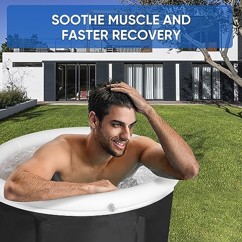 Foresh Large Ice Bath Tub for Athletes, 105 gal Cold Plunge Tub Outdoor with Lid, Portable Bathtub for Cold Therapy, Ice Bath Tub for Adults(29.5 x 31.5in)