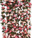 Artificial Plant Rose Vine, Artificial Flower Decoration, Fake Peony Flower Vine Leaves Hanging Greenery Wreath Vine Plant for Wedding Party Garden Wall Decor