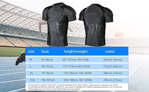 DGXINJUN Men Padded Compression Shirt Sports Protective T