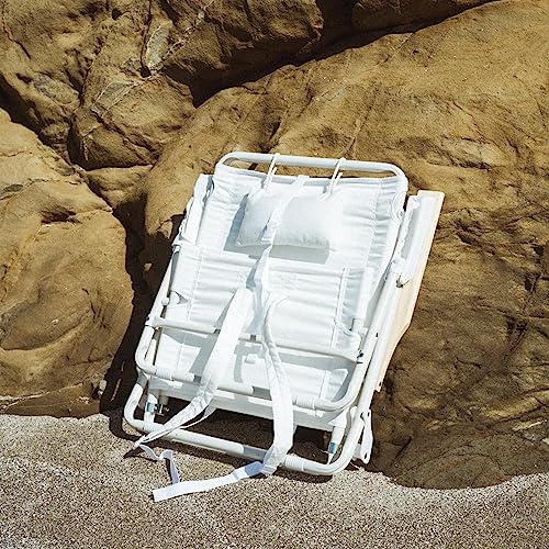 Business & Pleasure Co. Holiday Tommy Chairs - Set of 2 Reclining Backpack Beach Chairs - Antique White, 2-Pack