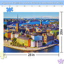 1000 Pieces Jigsaw Puzzles for Adults 28 x 20 Inch 1000 pcs Jigsaw Puzzles Difficult Puzzles Entertainment Birthday Graduation Gifts for Home Decor Stockholm Riverside Town Sweden Jigsaw Puzzle