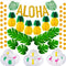 Hawaiian Aloha Party Decorations Set Large Gold Glittery Aloha Banner Circle Dot Garland Tissue Paper Pineapples Artificial Palm Leaves Hawaiian Balloons for Tropical Luau Party Supplies Favors