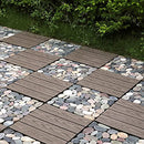 PURE ERA Natural Real Stone Interlocking Floor Deck Tiles Sliced Pebble Tile Indoor Outdoor Use 11.8”x11.8” (4Pcs, 4 sq. Ft, Sliced Mixed Color)- Great Upgrade to Patio Backyard Pathway