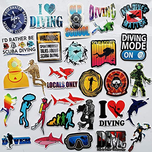 60Pcs Diving Sticker Scuba Diving Decals Outdoors Stickers for Water Bottles Fuel Tank Cap Carbody Scuba Tank Label