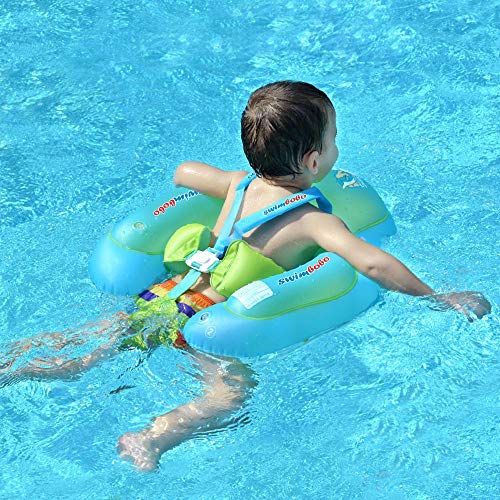 [New Upgraded] Swimbobo Baby Swimming Float Kids Inflatable Swim Ring with Safety Support Bottom Swimming Pool Accessories for 3-36 Months (Blue, L)