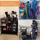 RHSTAO Golf Bags Storage Garage Organizer - Golf Bag Organizer Rack & 4 Removable Hooks, Extra Large Design Golf Bag Stand with Wheels, for Golf Clubs Accessories, Garage, Shed, Basement