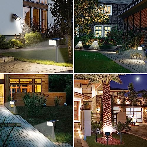 [3 Pack & 62LED]Solar Spot Lights Outdoor Motion Sensor, 3 Modes Solar Lights Outdoor Waterproof 2-in-1 Solar Landscape Spotlights LED Solar Powered Garden lights for Outside Yard Wall Pathway Walkway