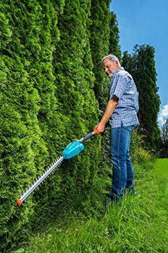 Gardena Battery Telescopic Hedge Trimmer THS 42/18 V P4A Without Battery: Hedge Trimmer with a Range of up to 3 m, 42 cm Blade, Angled Cutting Head (14732-55)