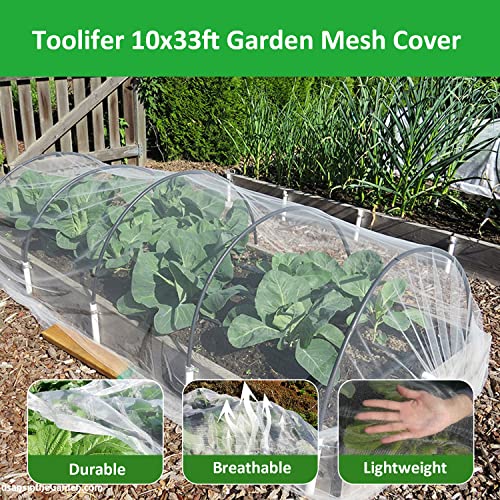 Toolifer Thickened Garden Netting, 10x33FT Garden Netting Pest Barrier for Greenhouse Garden Bed Cover, Durable Garden Mesh Netting Row Cover Protect Plant Fruit Vegetable Flower Crop from Bird Pest