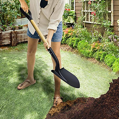 Shovel for Digging,Round Shovel, Garden Tool with D-Handle, 41 Inches in Overall Length, Wooden Handel Garden Shovel,Beach Shovel, Car Snow Shovel