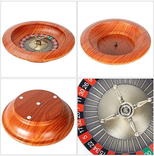 Roulette- 12 Inch Roulette Wheel,Wooden Roulette Wheel Set for Casino Games,Turntable Leisure Table Games, Complete Roulette Set