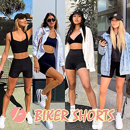 FULLSOFT 4 Pack Biker Shorts for Women with Pockets – 5/'' High