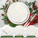 200 Pcs Christmas Paper Napkins Snowflake Cocktail Napkins Dinner Napkins Disposable White and Gold Paper Napkins Decorative Table Napkin for Birthday Winter Dinner Party Supply, 10 x 10 Inch Unfolded