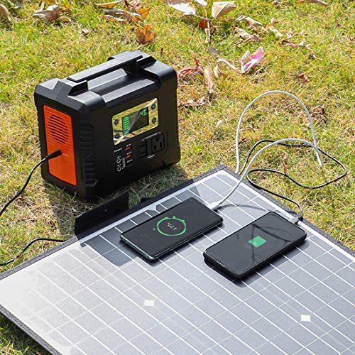 100W 18V Portable Solar Panel, FF FLASHFISH Foldable Solar Charger with 5V USB 18V DC Output Compatible with Portable Generator, Smartphones, Tablets and More