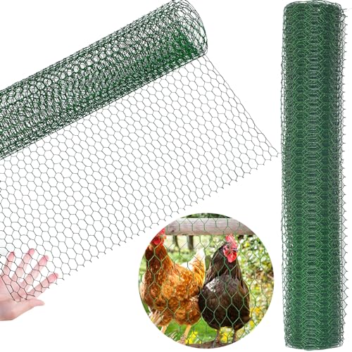 SATINIOR 2 Sheets Chicken Wire Net for Craft Work, Galvanized Hexagonal Wire Mesh (Green,13.7 x 80 Inches)