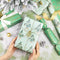 WRAPAHOLIC Reversible Christmas Wrapping Paper - Mini Roll - 17 Inch X 33 Feet - Watercolor Green Christmas Tree and Merry Christmas with Metallic Foil Shine for Holiday, Party, Celebration