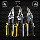 NUZAMAS 3 Piece Set Aviation Tin Snips Straight Left Right Angled Cut Thin Steel Sheet Metal Cutters