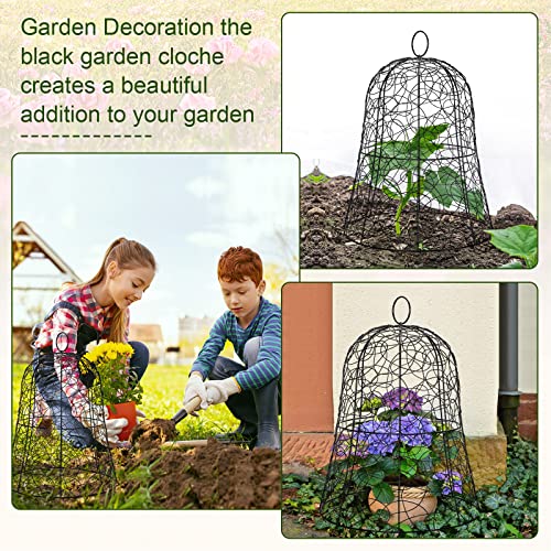 8 Pieces Sturdy Chicken Wire Cloche Plant Protector 12 x 14 Inch Metal Potted Plants Protection Cover Wire Cloches Plant Protector Protecting Plants Cages Strawberry Plant Protectors from Animals