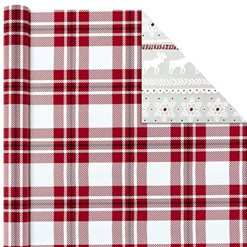 Hallmark 5JXW1034 Reversible Holiday Wrapping Paper Bundle, Winter Scene (Pack of 3, 120 sq. ft. TTL.)