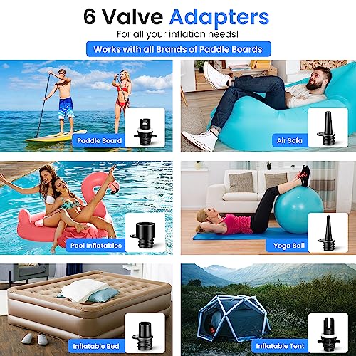 Serene Life Digital Electric Air Pump Compressor - 110W 12 Volt Quick Air Inflator w/LCD, 0-16 Adjustable PSI - For Water Sport Inflatable SUP Stand Up Paddle Board - SereneLife SLPUMP20