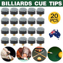 20x Commercial Quality Soft Pool Snooker Billiards CUE Tips Screw On Type Cue Tips Hard Leather Billiard Pool Cue Stick Replacements 10mm-Commercial Grade Durability & Performance
