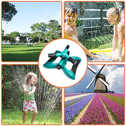 ValueHall Lawn Sprinkler Garden Water Sprinkler Automatic 360 Degree Three Arm Rotating Sprinkler Adjustable Lawn Irrigation System for Home Garden Lawn Yard Nursery Greenhouse V7C02