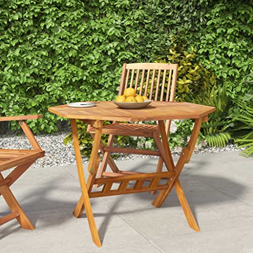 vidaXL Solid Wood Acacia Folding Garden Table Outdoor Furniture Camping Patio Backyard Terrace Dining Table Wooden Foldable Picnic Table