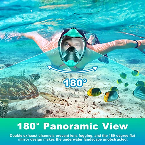 Zeeporte Dive Full Face Snorkel Mask, Snorkeling Gear for Adults Kids with Latest Dry Top Breathing System and Detachable Camera Mount, Foldable Mask with 180 Degree Panoramic View, Anti Leak&Fog