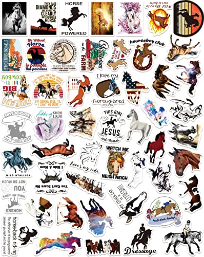 100pcs Horse Stickers Decals, Horse Riding Vinyl Stickers for Water Bottle Laptop Skateboard Car Helmet Luggage, Perfect Horse Gifts for for Adults Teens Kids