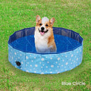 Floofi PVC Durable Portable Eco-Friendly Easy to Use & Drain Thick Summer Round Pet Swimming Pool Foldable Outdoor Dog Cat Bath Tub Extra Large Size (120cm x 30cm, Blue Circle)