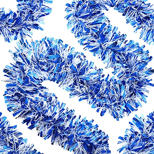 26.2 Feet Christmas Tinsel Garland Decoration Metallic Tinsel Twist Garland Halloween Christmas Tree Artificial Garland Hanging Christmas Garland for Birthday Party Ornament (Blue)