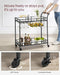 VASAGLE Bar Cart Black, Home Bar Serving Cart, Wine Cart with 2 Mirrored Shelves, Wine Holders, Glass Holders, for Kitchen, Dining Room, Black ULRC090B62