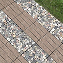 PURE ERA Natural Real Stone Interlocking Floor Deck Tiles Sliced Pebble Tile Indoor Outdoor Use 11.8”x11.8” (4Pcs, 4 sq. Ft, Sliced Mixed Color)- Great Upgrade to Patio Backyard Pathway