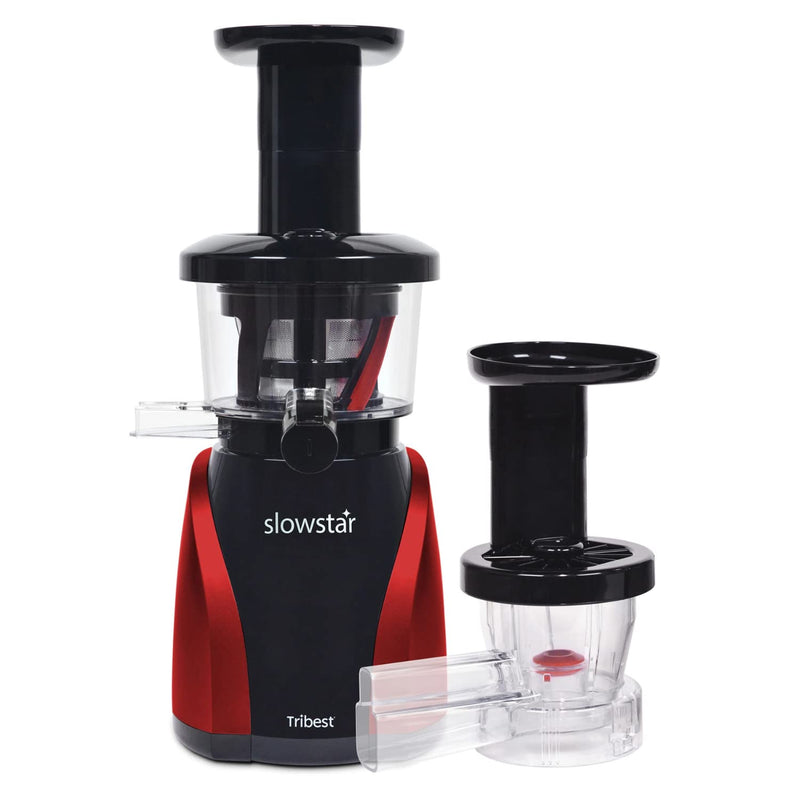 Tribest Slowstar SW-2000 Vertical Masticating Cold Press Juicer & Juice Extractor with Mincer, Red