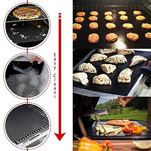 Luxerlife Grill Mat - Set of 5 Heavy Duty BBQ Grill Mats Non Stick, BBQ Grill & Baking Mats - Reusable, Easy to Clean - Works on Electric Grill Gas Charcoal BBQ - 15.75 x 13-Inch (Black)