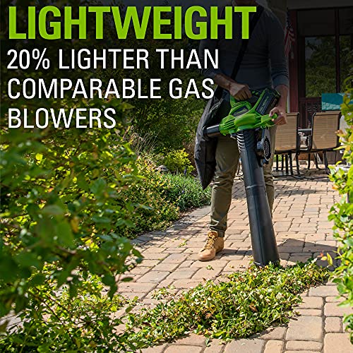 Greenworks 40V (185 MPH / 340 CFM / 75+ Compatible Tools) Cordless Brushless Leaf Blower/Vacuum, Tool Only