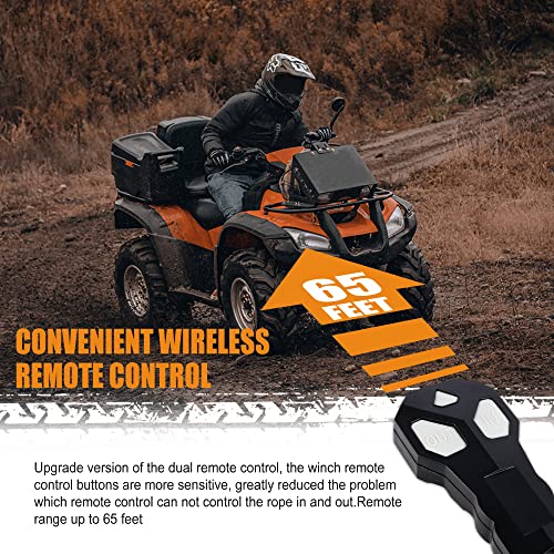 ZESUPER 4500 lb Winch Waterproof IP67 Electric Winch with Wireless Remote Synthetic Winch Rope Hawse Fairlead Handheld Remote ATV UTV Winches 12V Portable Power Winch