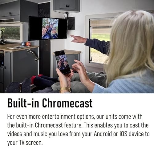 ENGLAON 32'' Full HD LED Android11 Smart 12V TV for Caravan and Home with DVD Combo & Chromecast & Bluetooth5 & 12V/240V Adapter