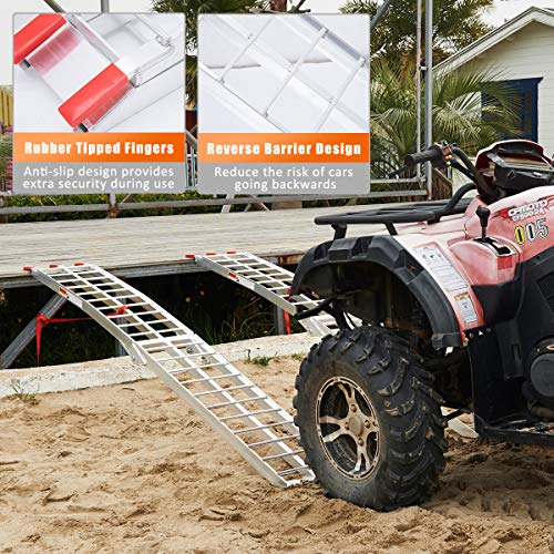 VENDAV ATV Ramps Aluminum Folding Loading Ramps 1500lbs Capacity 7.5FT,2pc Lightweight Portable Ramps Truck Ramps Motorcycle Ramps 4 Wheeler Ramps for Pickup Trucks,Trailer,Lawn Mower,Dirt Bike.